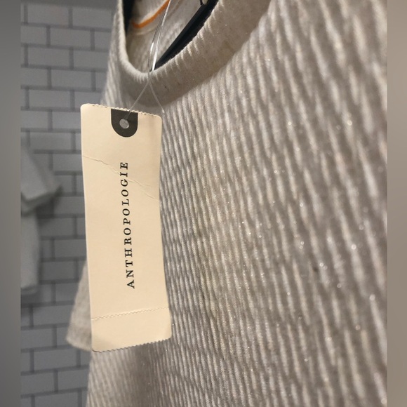 NWT Anthropologie Ivory Shimmer Tee Blouse Shirt ✨ - Picture 4 of 6